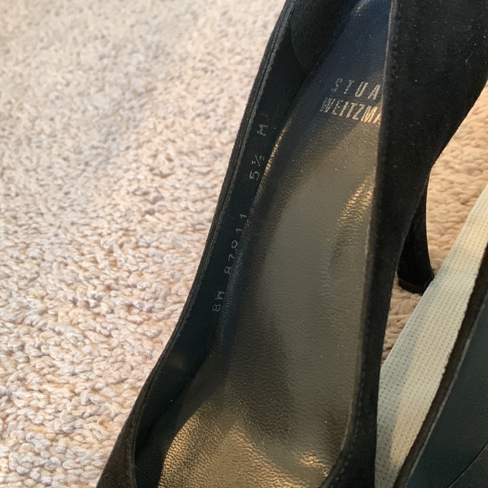 Stuart Weitzman Open Toe Suede Black Knot Detail … - image 5